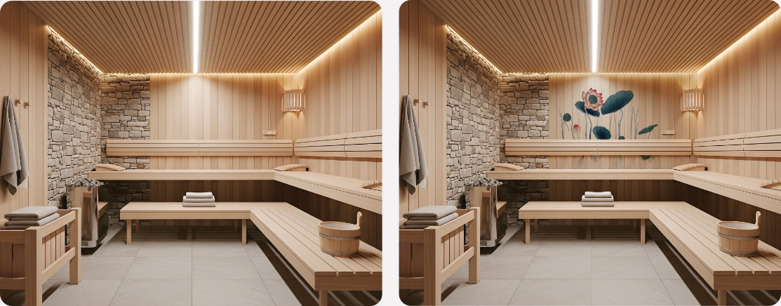 Sauna Feature Wall Design | Wood Contemporary Artwork Print